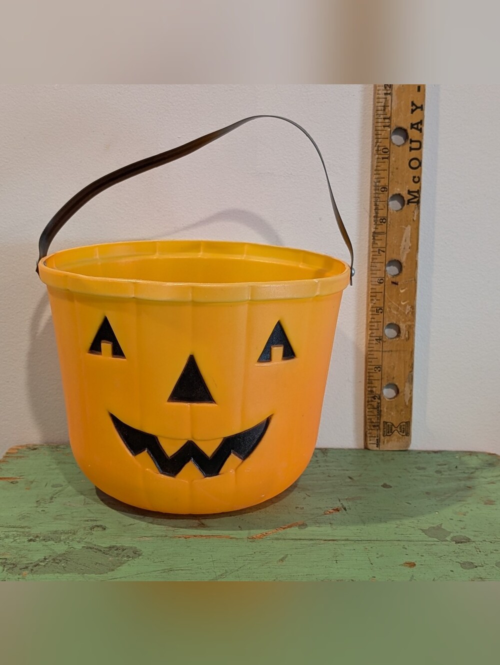 Vintage Halloween Blow Mold Pumpkin Candy Bucket Jack O Lantern 1980's